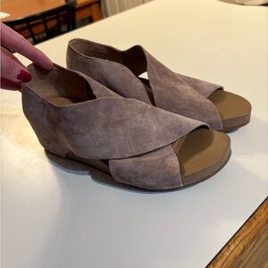 Gentle Souls Taupe Wedge Sandals
